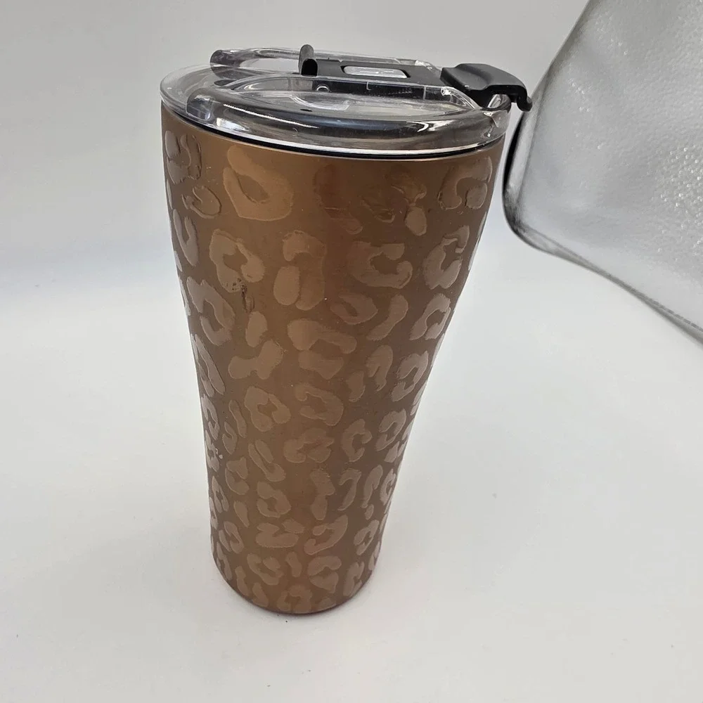 BruMate Nav 22oz Insulated Tumbler Bronze Leopard Print Leak Proof Lid B09220202